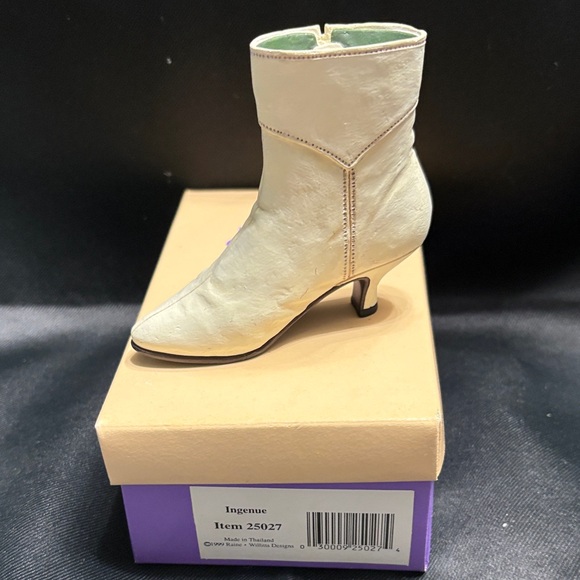 Just The Right Shoe Cream Heeled Boots - Picture 2 of 6